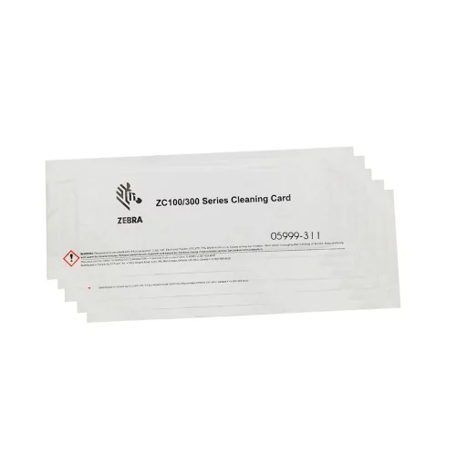 05999-311 KIT DE LIMPIEZA ZEBRA ZC300 / ZC100 5 TARJETAS IMPREGNADA CON UNA SOLUCIÓN LIMPIADORA.